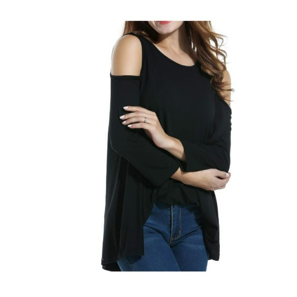 ZEAGOO Women's Cold Shoulder Top - Heather Greay - Picture 2 of 2